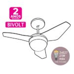 Ventilador de Teto com Controle Remoto Nano Eco 3 Pás 83cm Branco Bivolt Inspire - Imagem 3