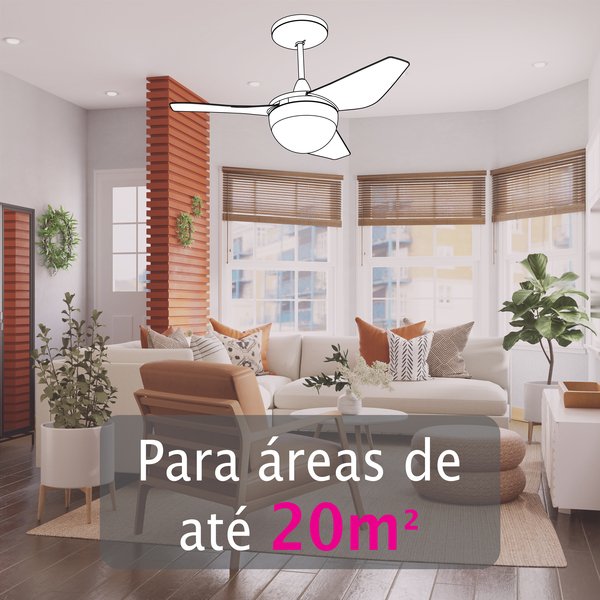 Ventilador de Teto com Controle Remoto Nano Eco 3 Pás 83cm Branco Bivolt Inspire - Imagem 12