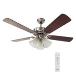 Ventilador de Teto Controle Remoto Vintage 5 pás 102cm Cromado Bivolt Aliseu